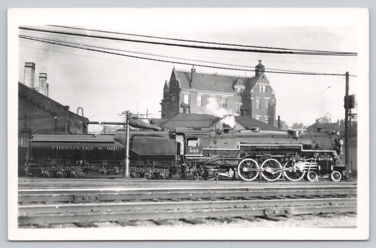 Chesapeake & Ohio Railroad Steam Locomotive 483 Vintage RPPC Real Photo Postcard