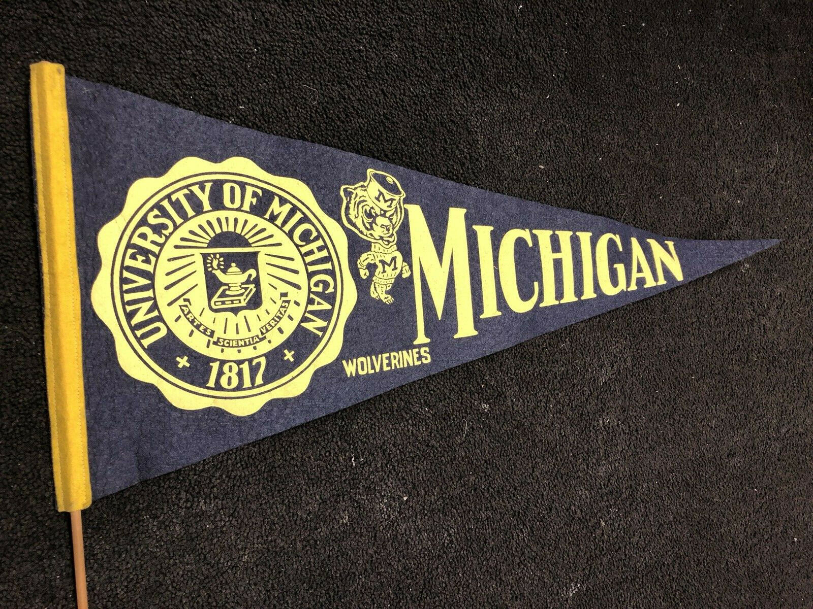 1960s U of M College of Arts Sciences & Letters Full Size Pennant - Wolverine