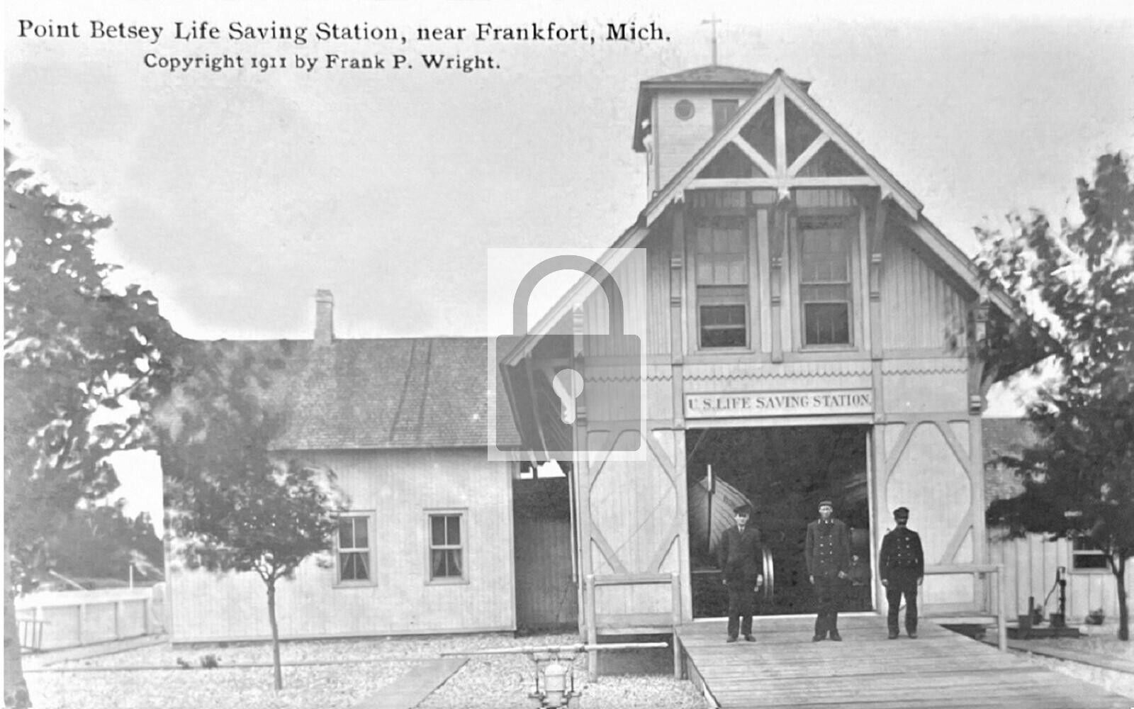Point Betsy Life Saving Station Frankfort Michigan MI Reprint Postcard