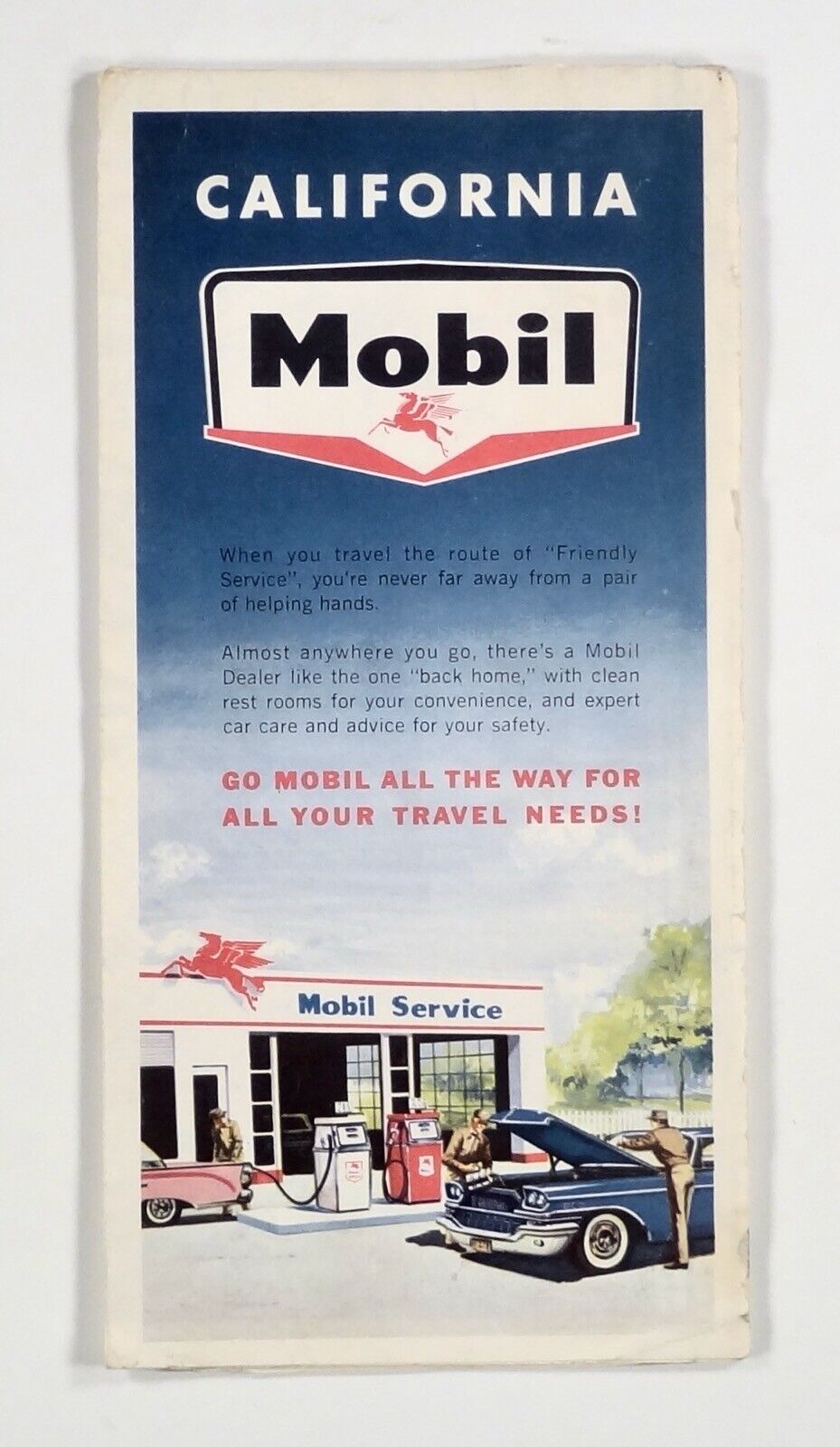 c.1961 MOBIL CALIFORNIA ROAD MAP tourism advertising 
