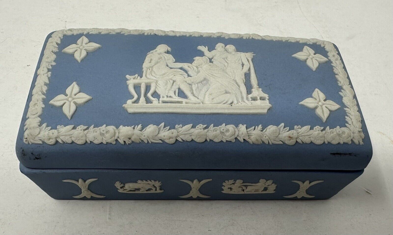 Wedgwood Blue  Trinket Box - Greek Mythological Figures