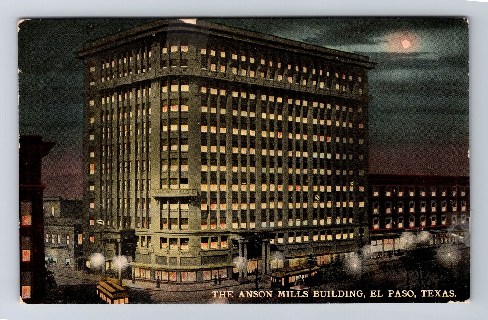 El Paso TX-Texas, The Anson Mills Building, Antique, Souvenir, Vintage Postcard