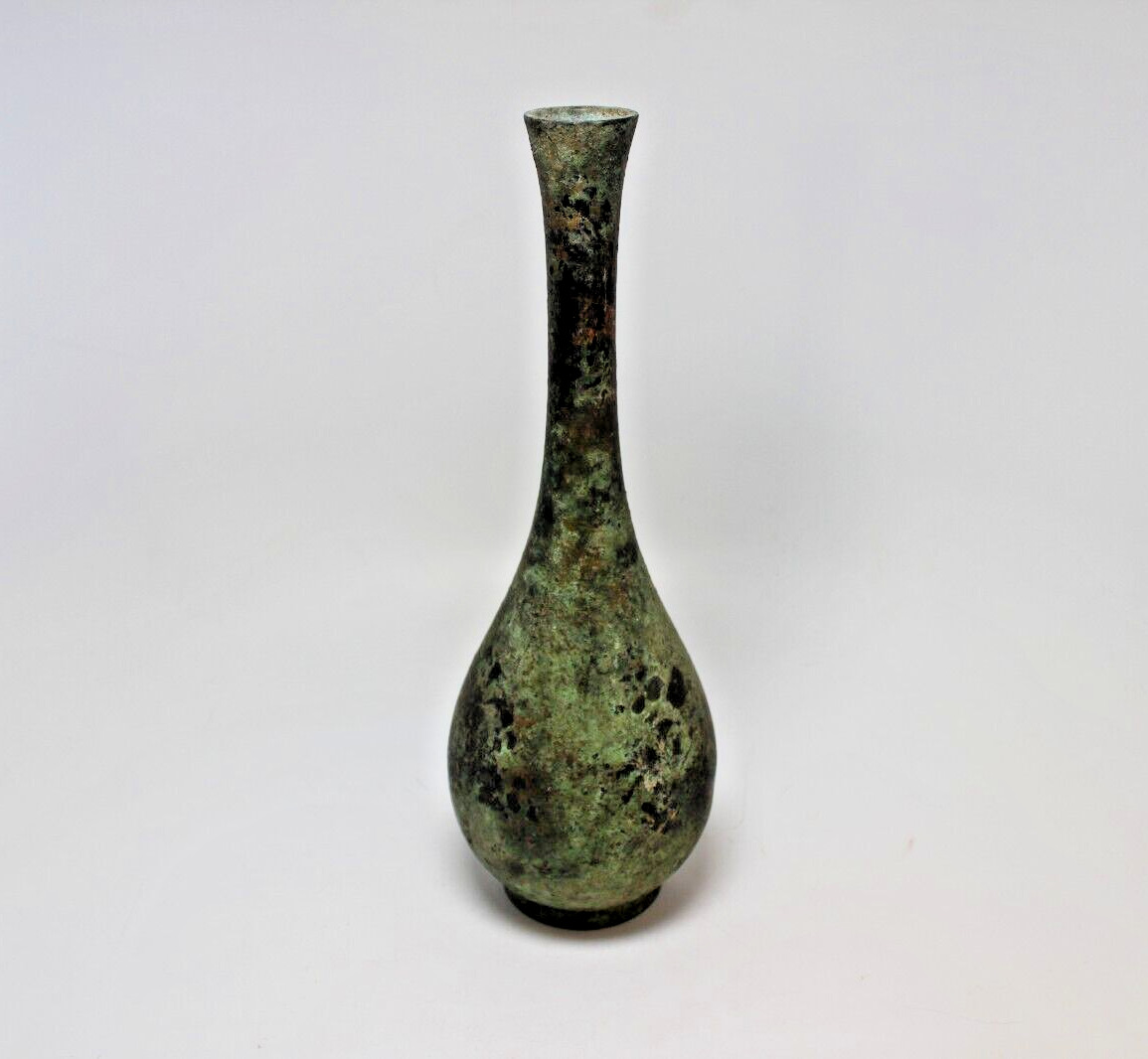 Vintage MCM Murashido Japanese Bronze Bud Vase Blue-Green Patina Japan Ikebana