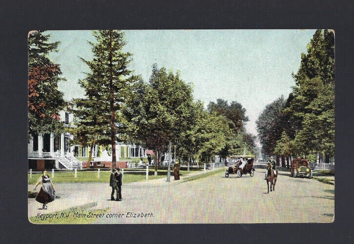 c.1900s View Main Street At Corner Elizabeth Keyport New Jersey NJ Cars Postcard