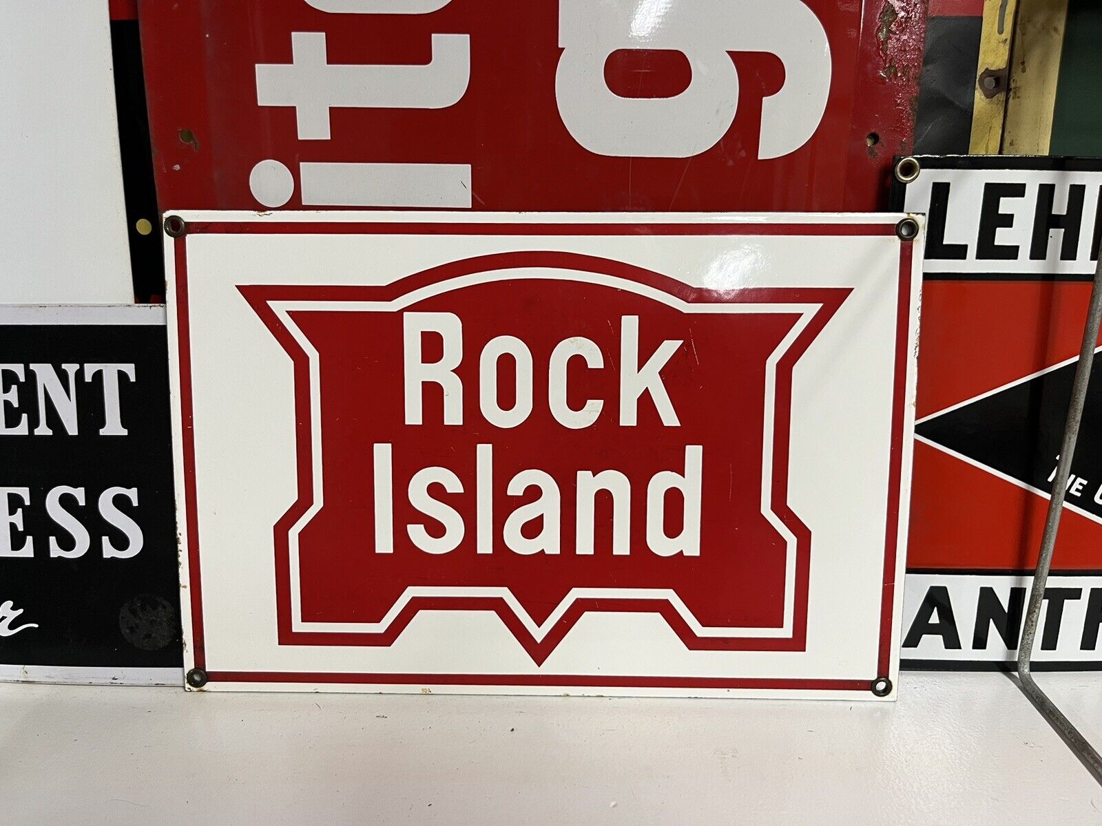 Vintage Rock Island Railroad Porcelain Sign