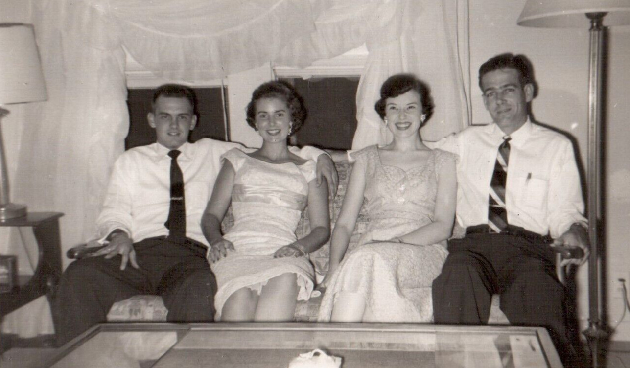 Vtg Two Young Couples well dressed for a party - Beaumont TX | July 1959