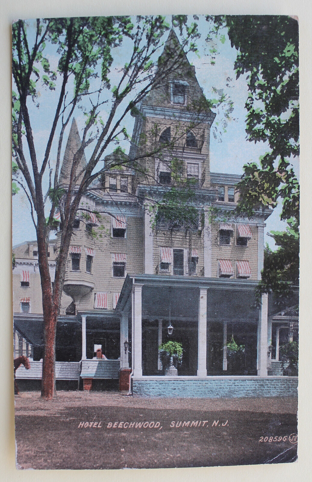 Hotel Beechwood, Summit, New Jersey vintage postcard  cancel 1911