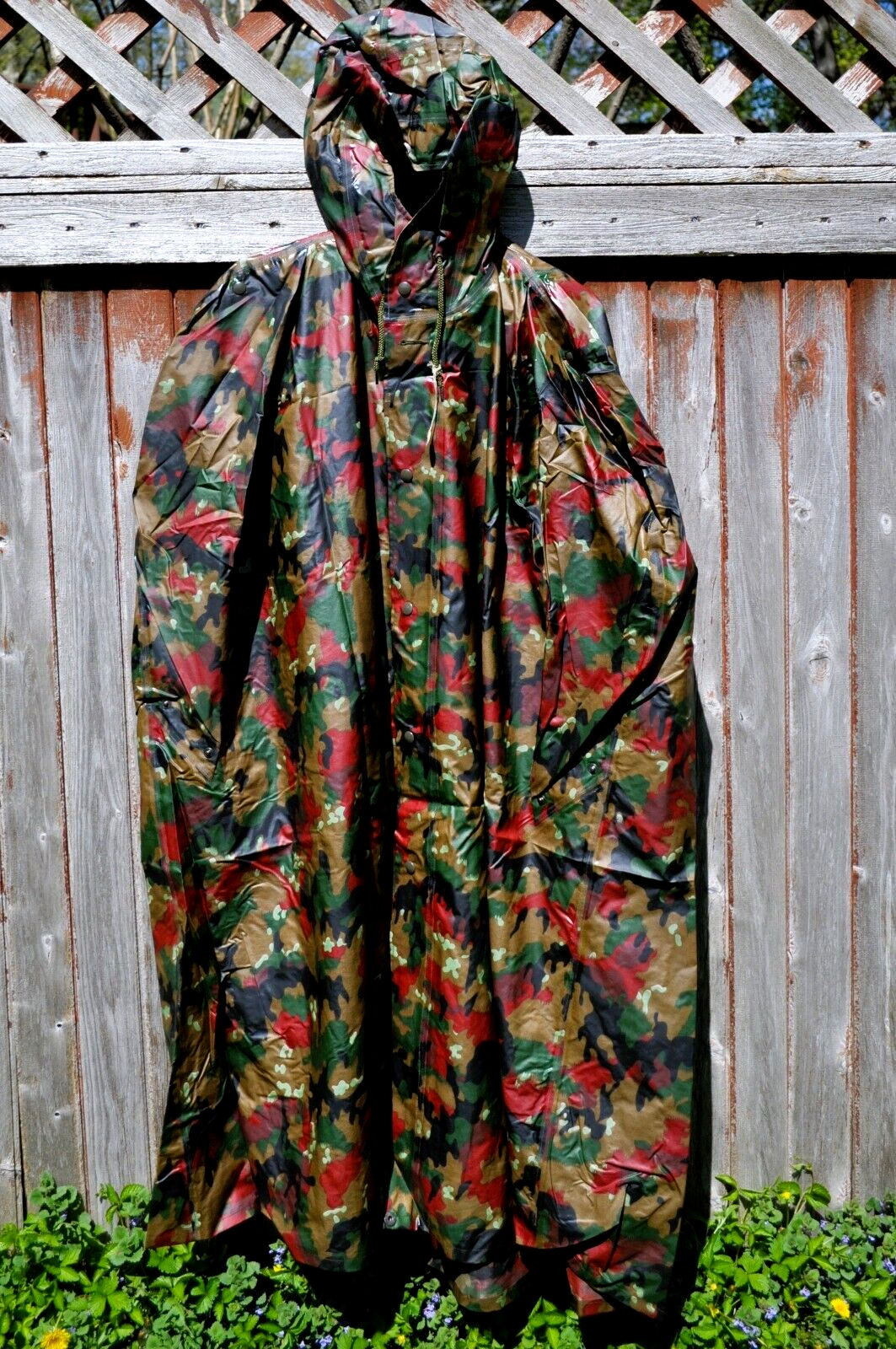 Vintage Swiss Army  Camouflage Poncho NOS