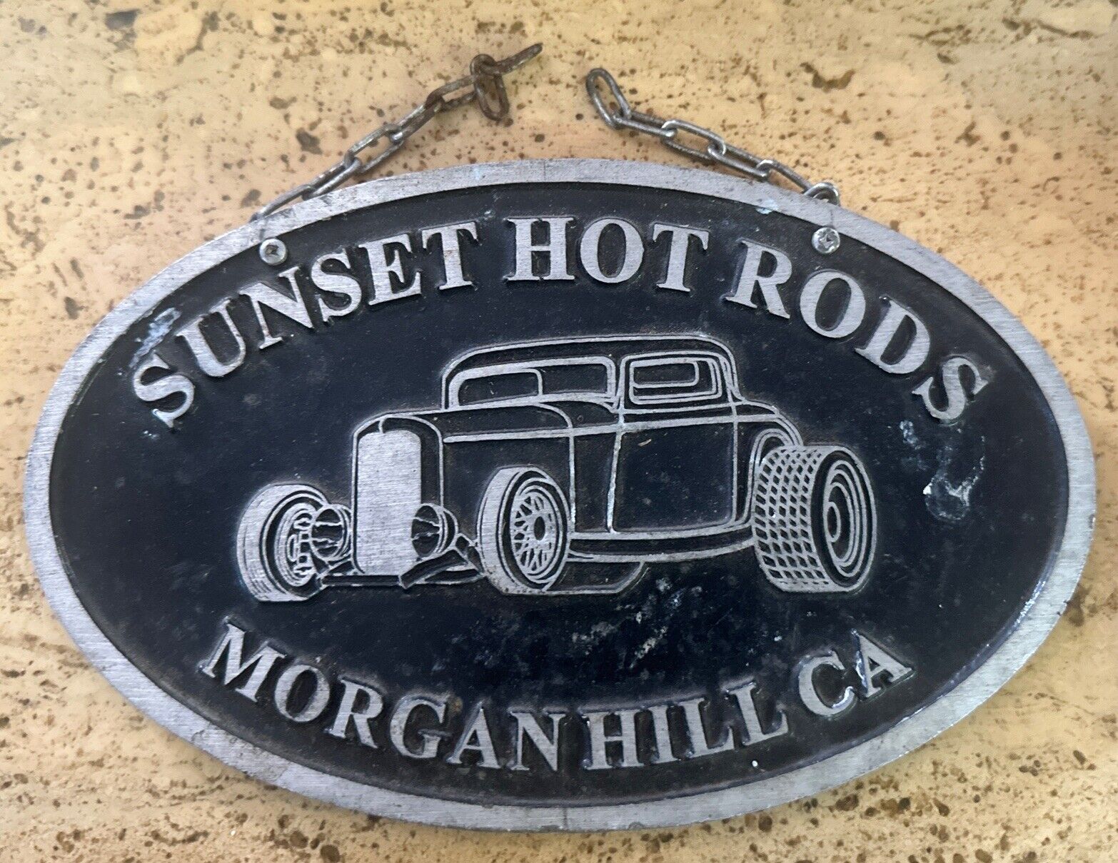 VINTAGE Sunset Hot Rods Morgan Hill Ca. Car Club Plaque Free US Shipping