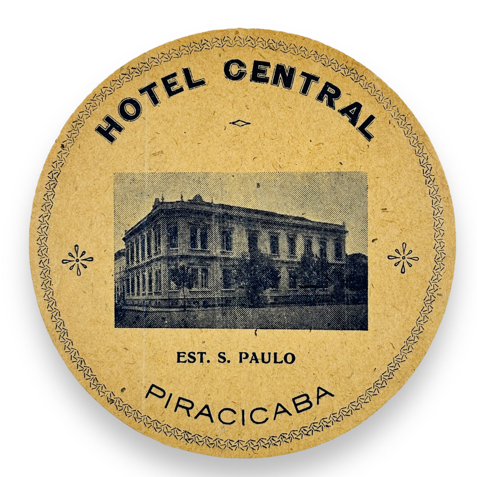 c.1890s Hotel Central Piracicaba Brazil Scarce Vintage Early Luggage Label Decal