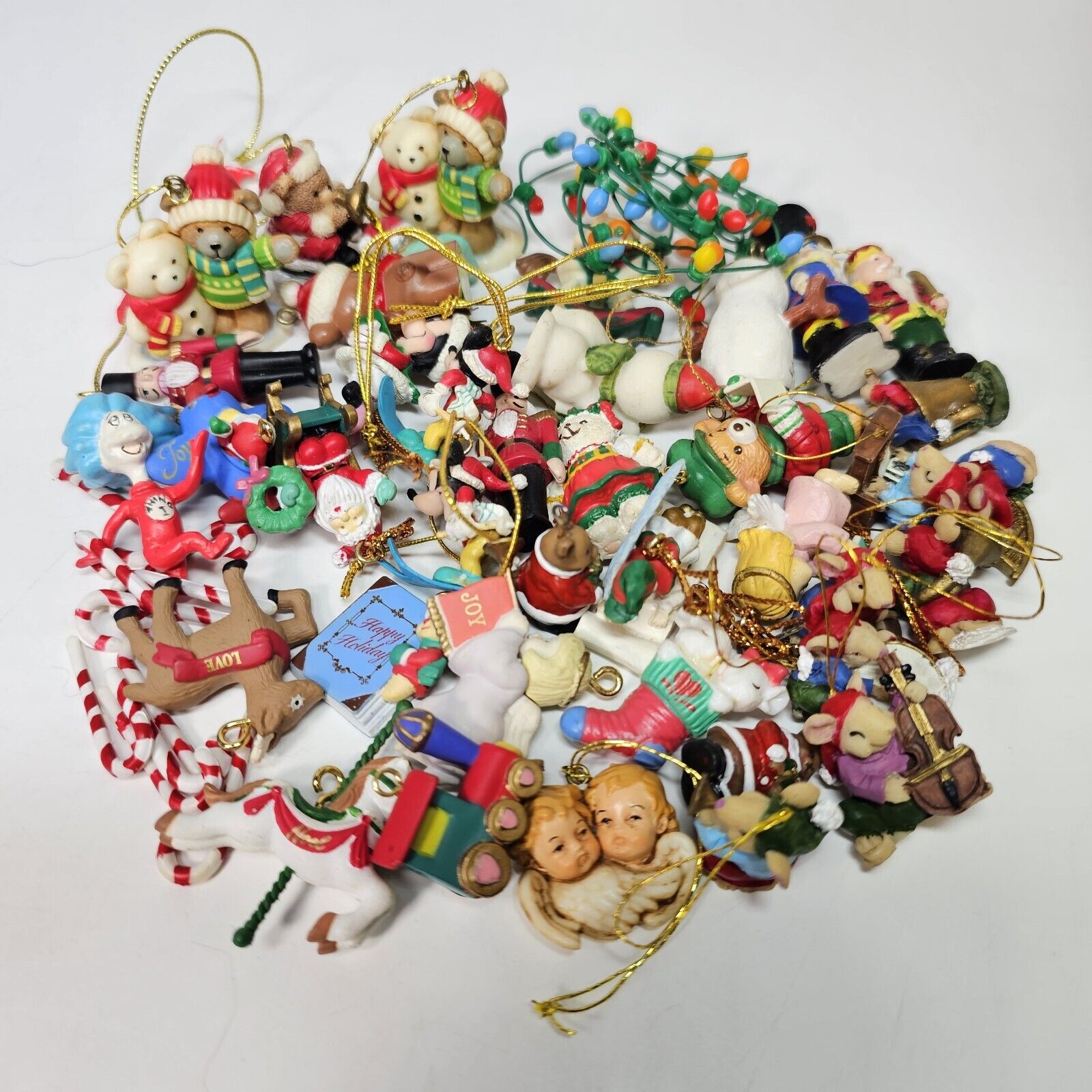 Vintage Miniature Mini  Christmas Ornaments Lot Mixed Resin Plastic Assemblage