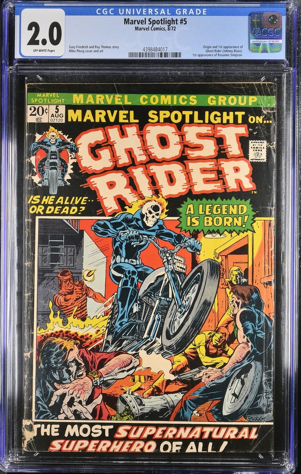 Marvel Spotlight #5 CGC GD 2.0 1st Appearance Ghost Rider Ploog Cover