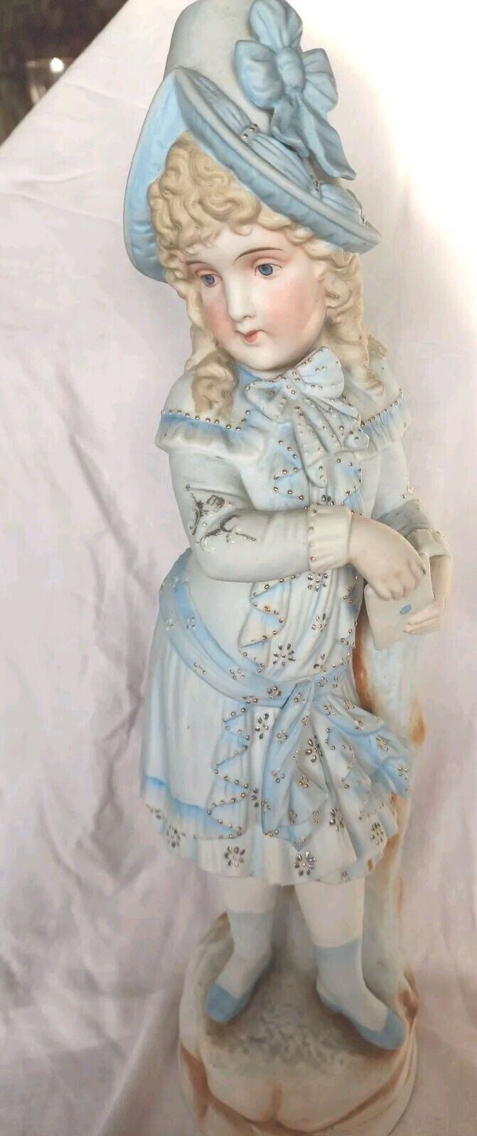LARGE Antique French Bisque Girl w/Letter 18\