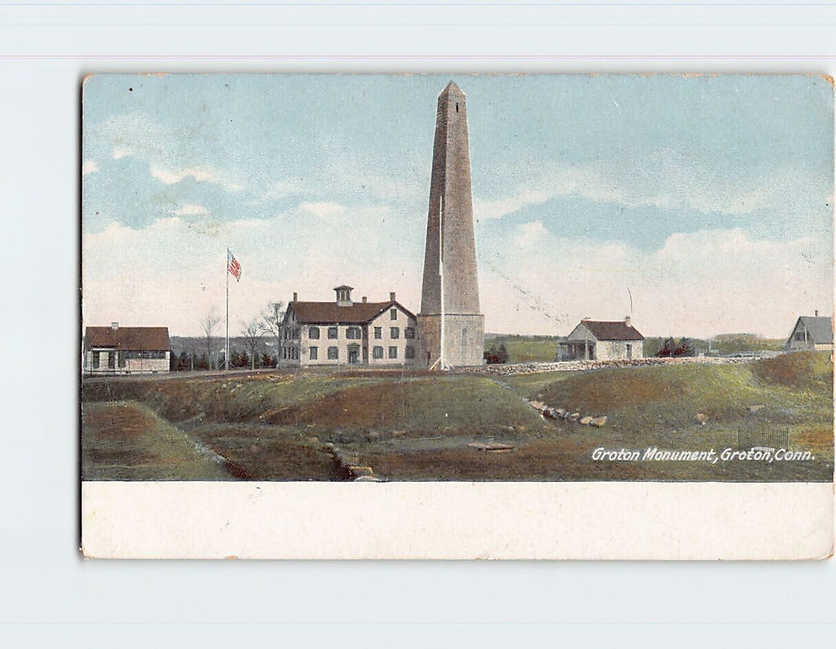 Postcard Groton Monument Groton Connecticut USA