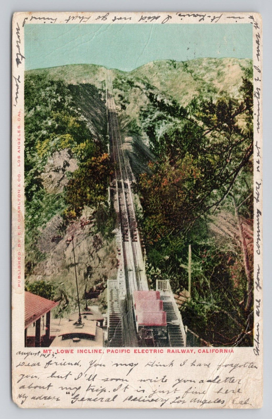The Mt Lowe Incline Pacific Electric Railway California 1905 Antique Postcard