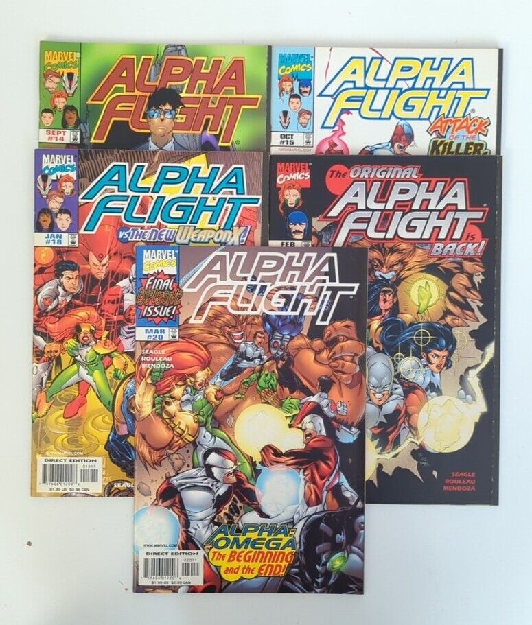 Lot Of 5 1998-99 Marvel Alpha Flight Comics #14 15 & 18-20 VF/NM