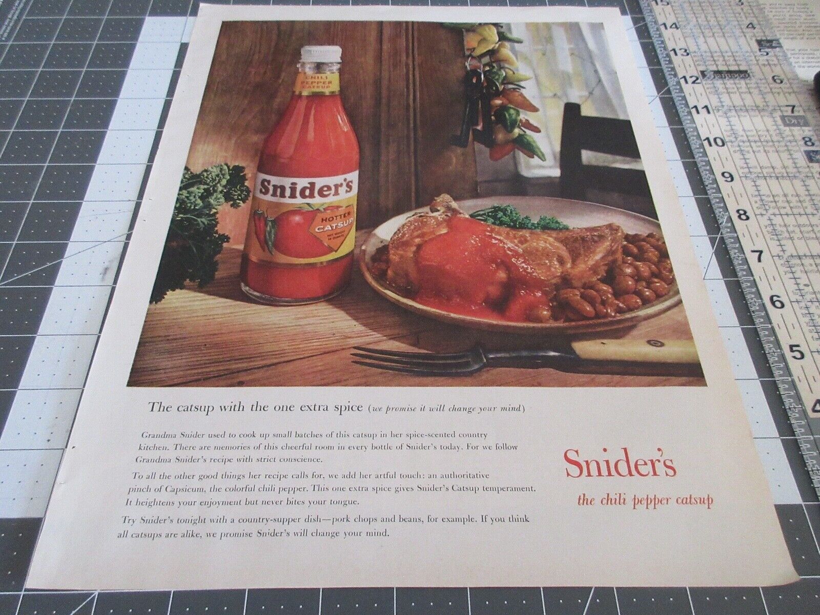 1959 Snider\'s Chili Pepper Catsup Ketchup Food Vintage Print Ad