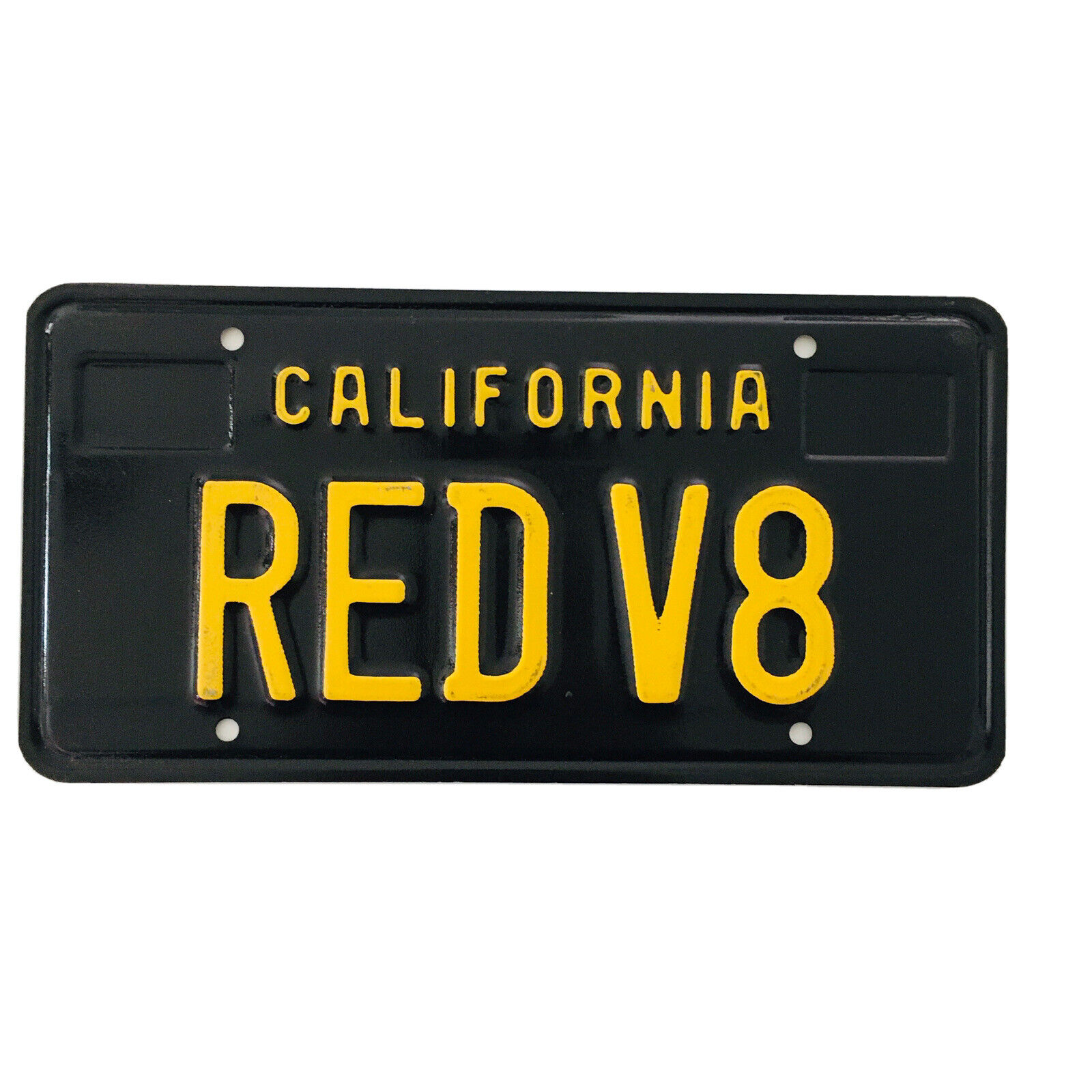 Black California Legacy License Plate Authentic original Red V8 DMV Issued Nice