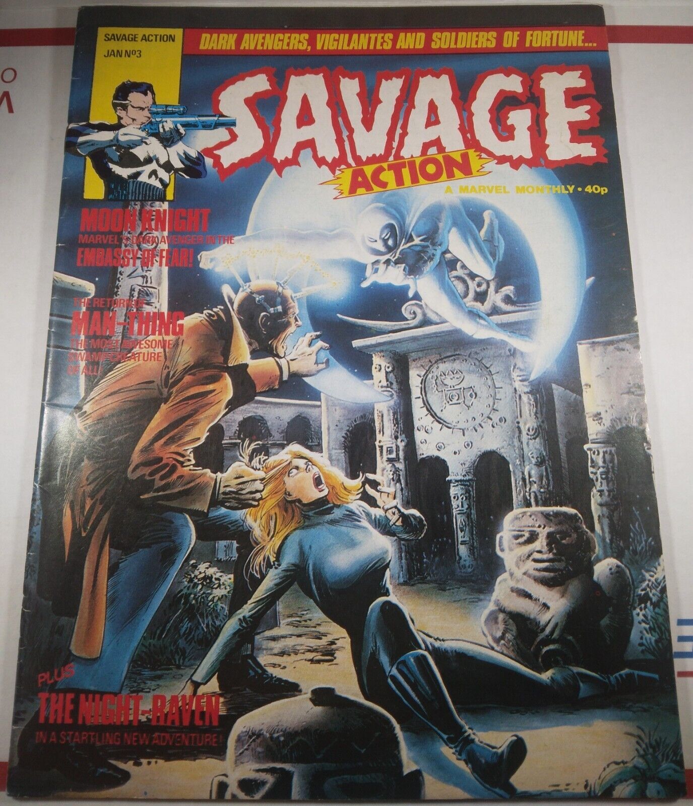 🌒 SAVAGE ACTION #3 MARVEL UK 1981 RAMPAGING HULK 12 MOON KNIGHT 7 MAN-THING FN-
