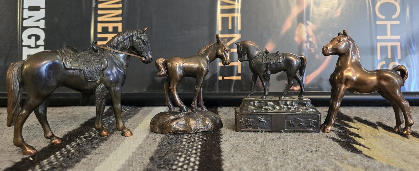 Vintage Trophy Craft Copper Horse Figurines Lot Of 4