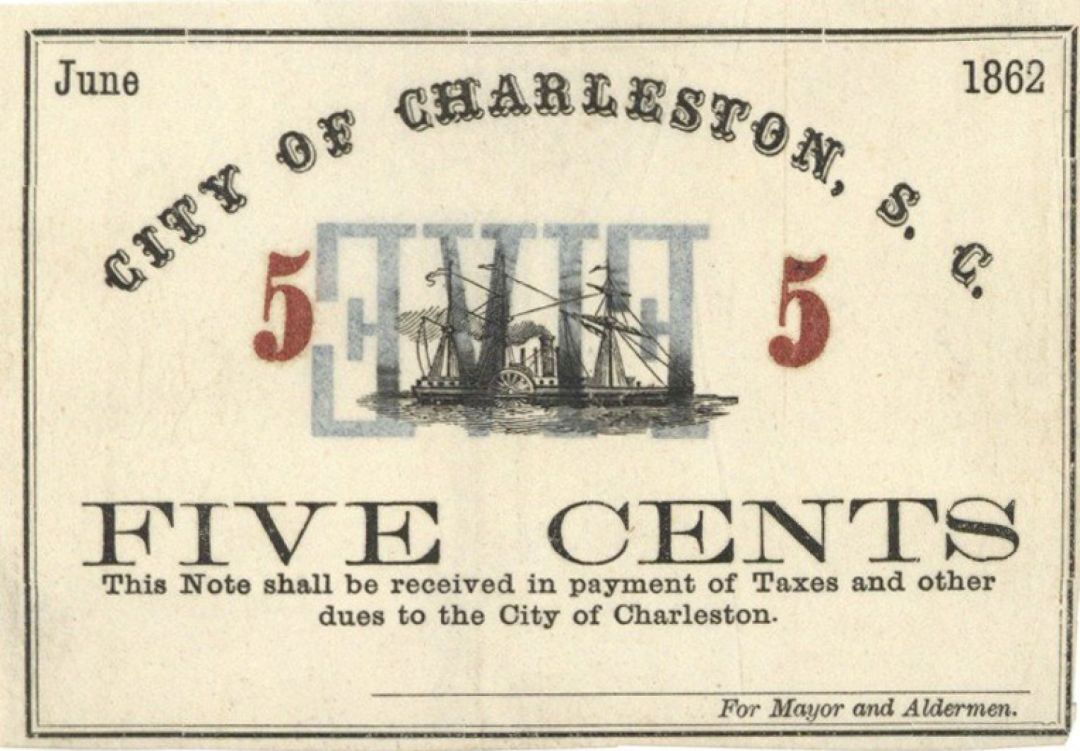 City of Charleston, S.C. 5 cents - Obsolete Notes - Paper Money - US - Obsolete