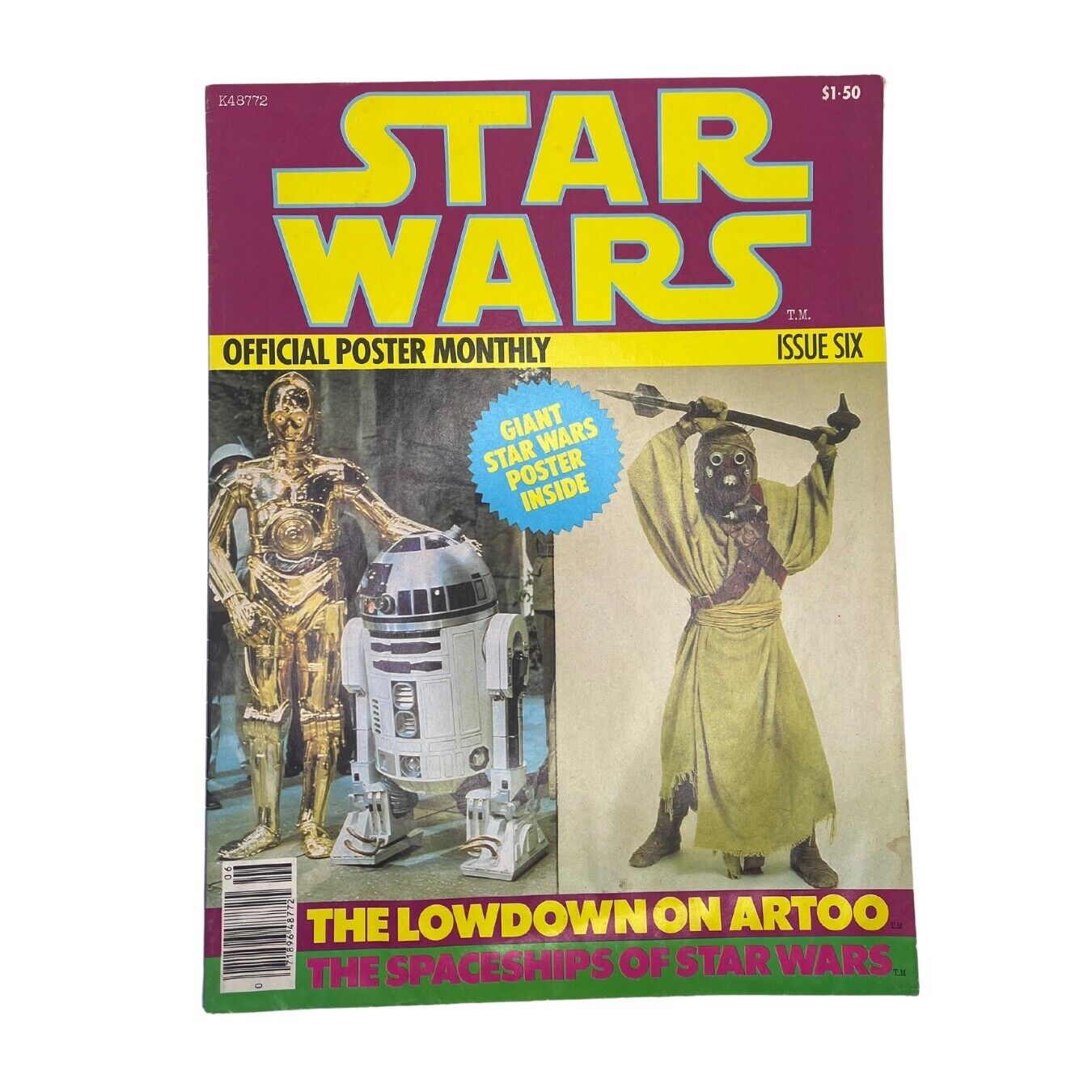 Vintage 1977 Star Wars Official Monthly Poster Magazine Issue Six (6) C-3PO