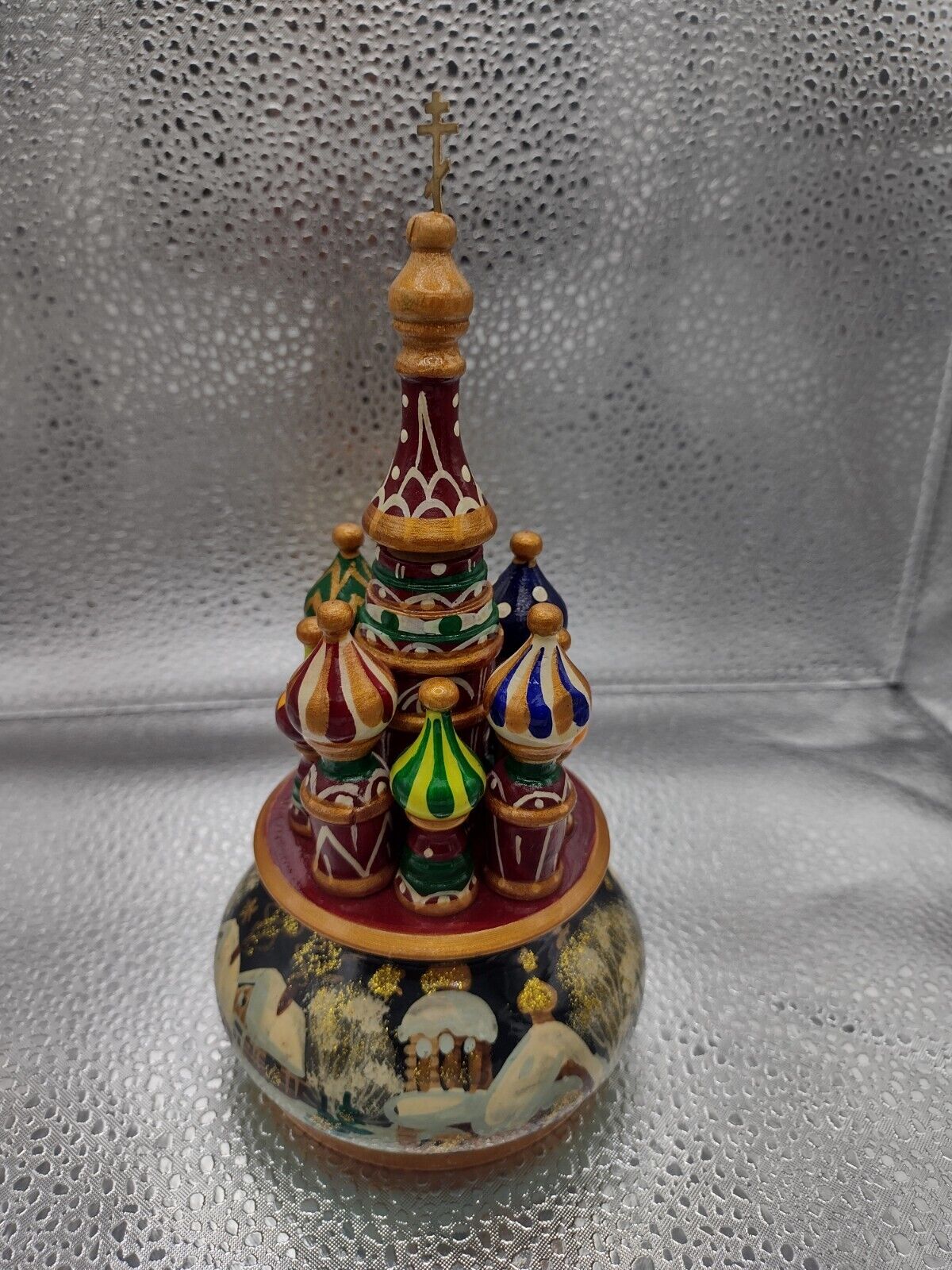 St. Basil’s Cathedral Moscow Hand Painted Wood Souvenir Building Music Box