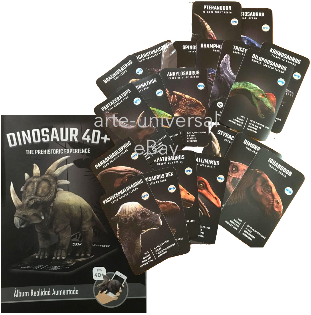 ALBUM COMPLETE STICKERS DINOSAUR 4D+ App (gift for Jurassic Park World fans)