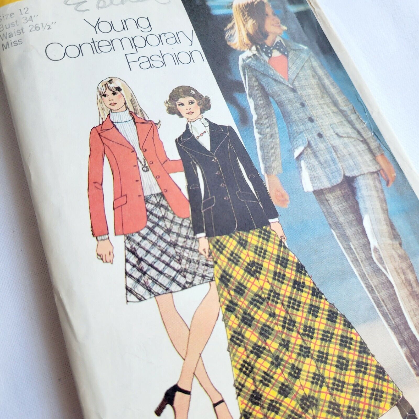 Simplicity 5212 Vintage 70s Skirt Blazer Pants Pattern Bust 34