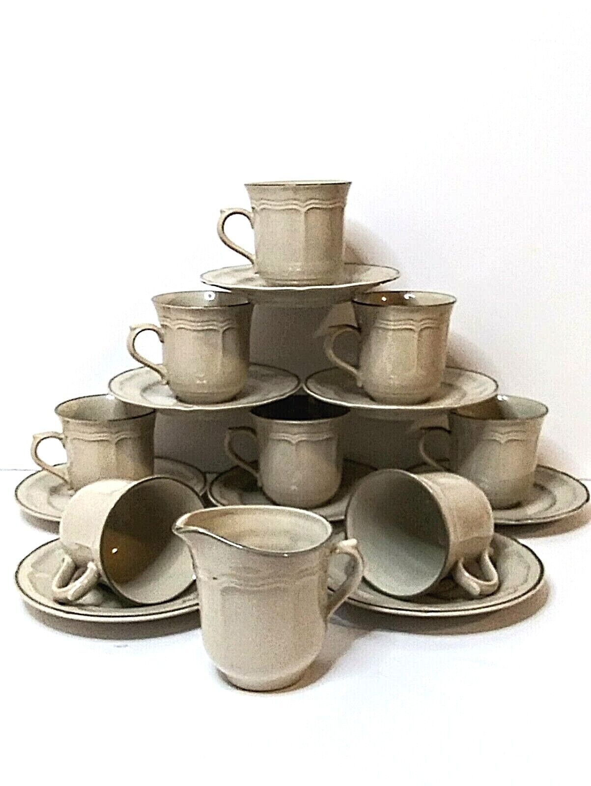 Stoneware NEWCOR coffee set of 8 with creamer  Vintage rare to find Japan