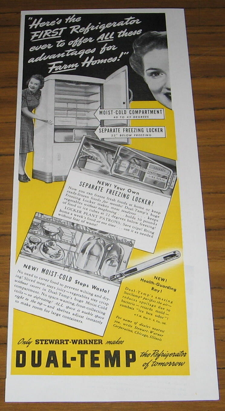 1941 Vintage Ad Dual-Temp Refrigerators Stewart-Warner Chicago,IL
