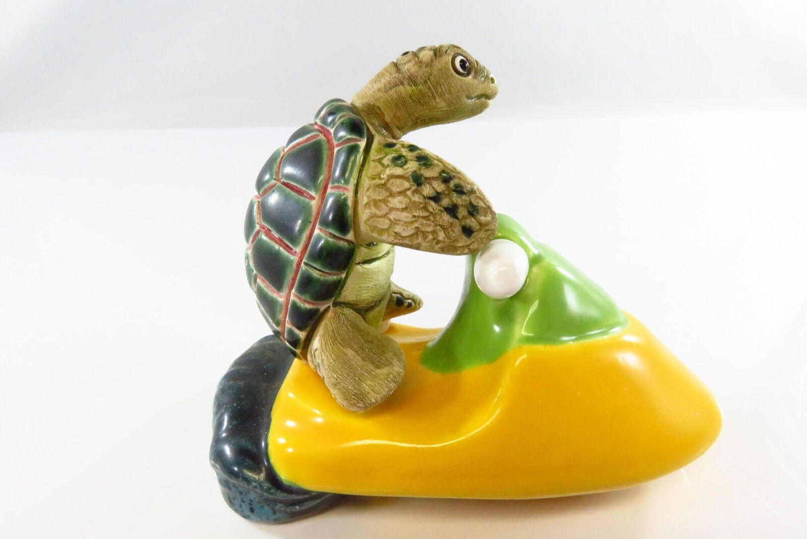 Unusual Jet Ski Turtle Ceramic Folk Art by Deltos of Peru