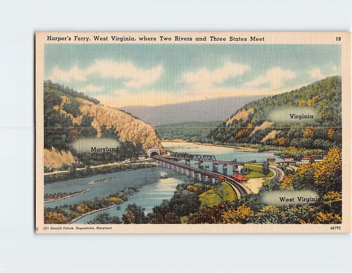 Postcard Harper\'s Ferry West Virginia Where Three States Meet USA