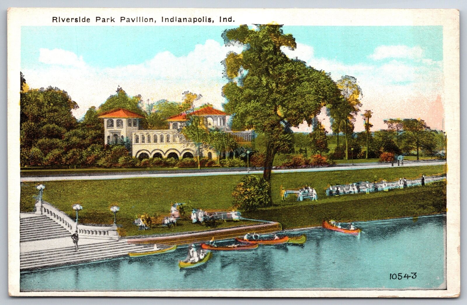 Transportation~Air View Riverside Park Pavilion Indianapolis IN~Vintage Postcard