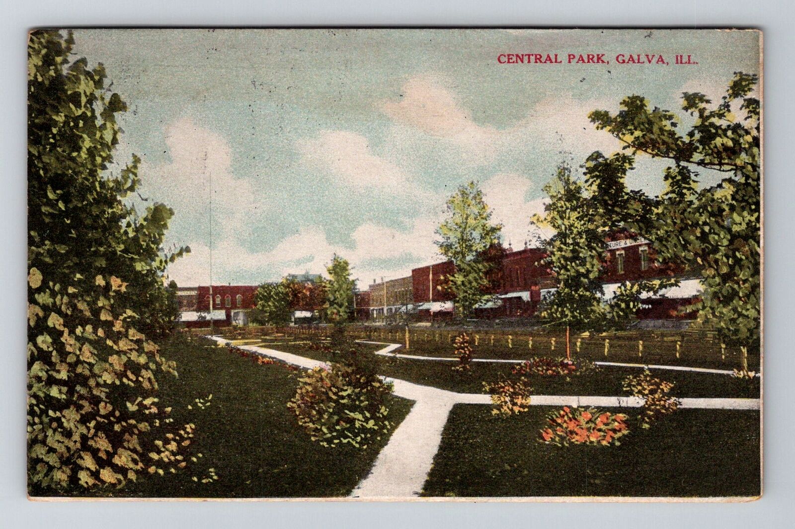 Galva, IL-Illinois, Central Park Antique c1910, Vintage Souvenir Postcard