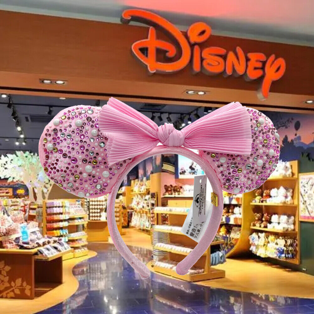 US Disney.Parks Millennial Pink Pearl BaubleBar Collection Minnie Ear Headband