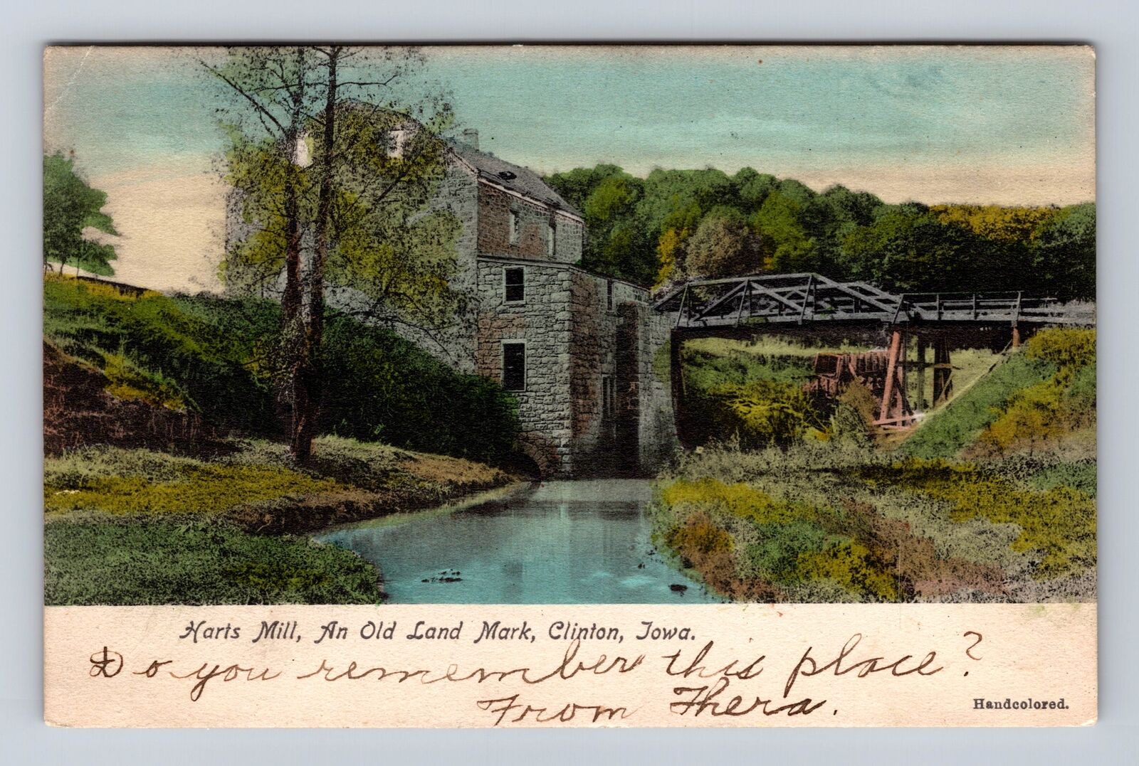 Clinton IA-Iowa, Harts Mill, Antique, Vintage c1907 Souvenir Postcard