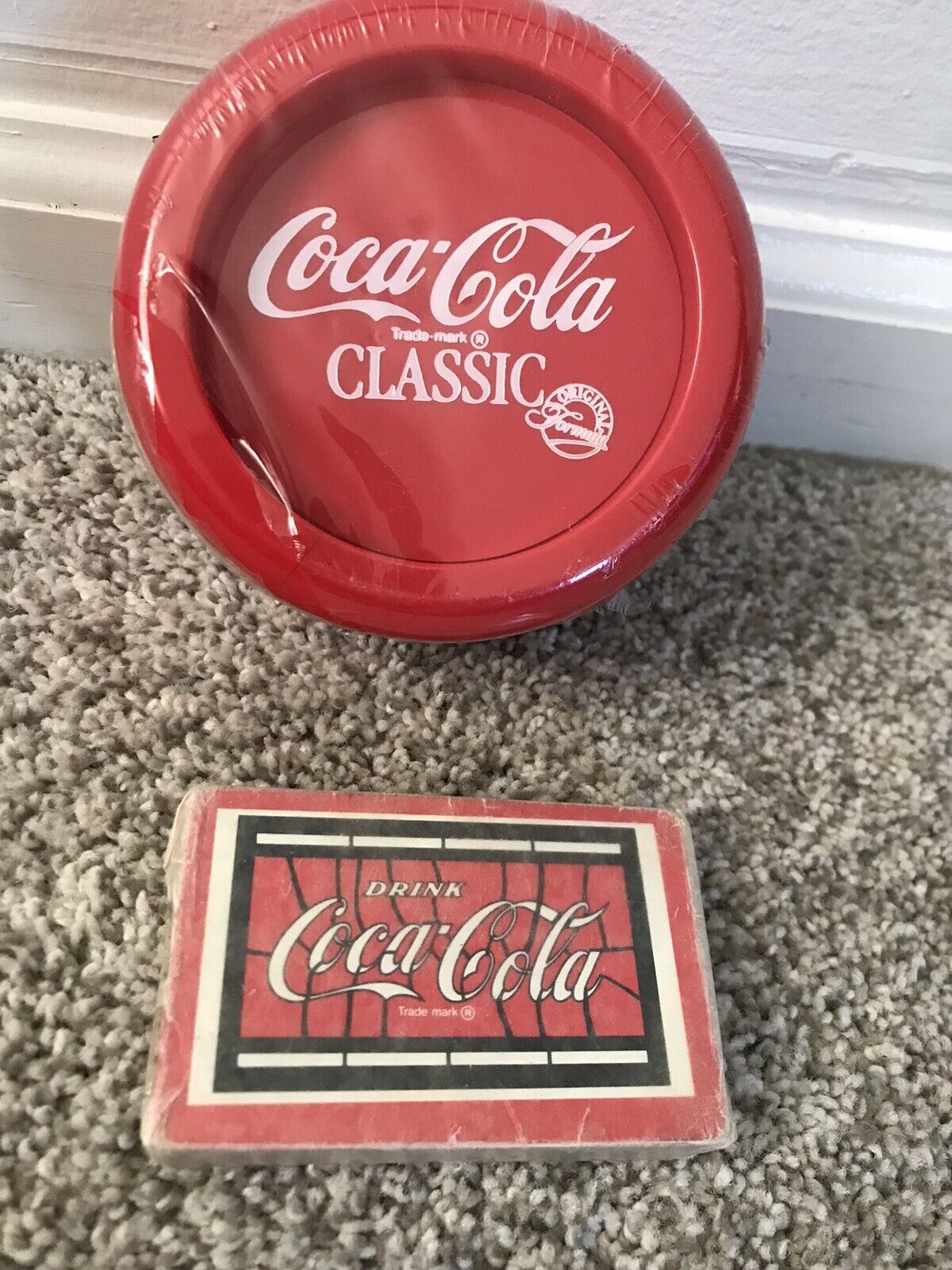 Lot Of 2 Vtg Coca-Cola Classic Merchandise New NOS 80s Coasters Playing Cards