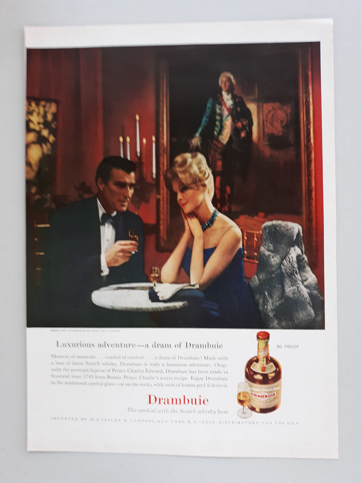 1961 Drambuie Cordial Scotch Based Alcohol Couple Dinner Vtg Magazine Print Ad