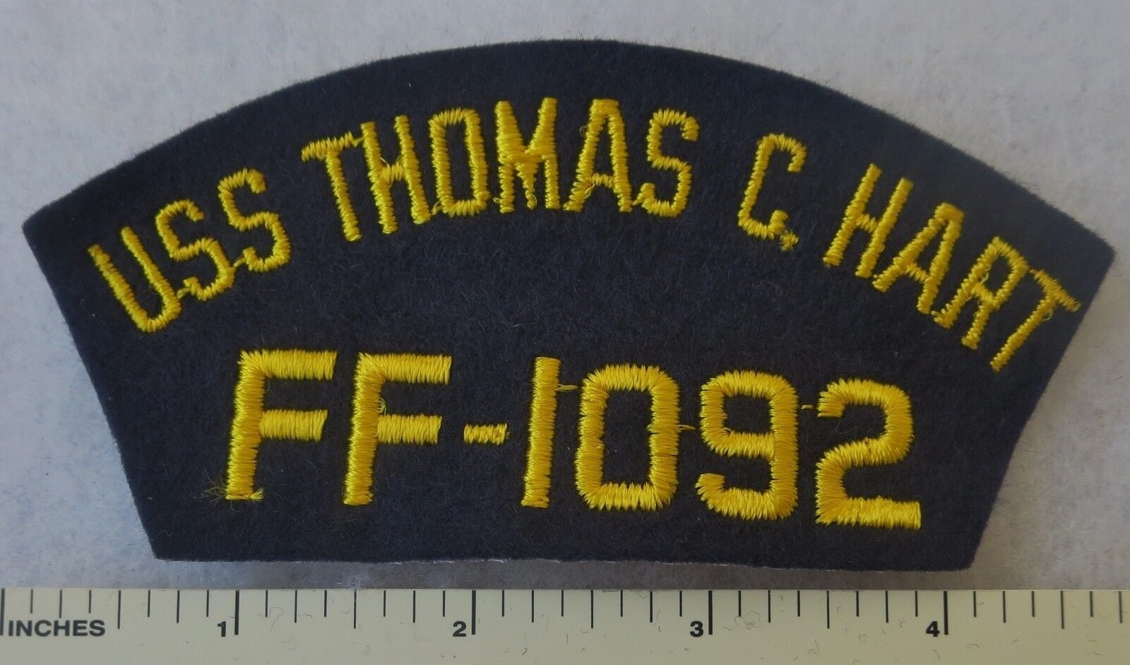 USS THOMAS C HART FF-1092 - US NAVY FRIGATE SHIP HAT / CAP PATCH 1973-1993