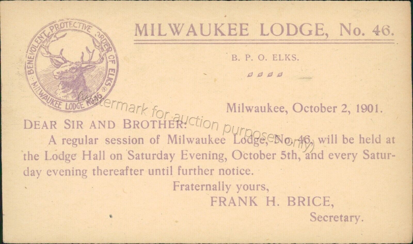 Milwaukee, Wisconsin - BPOE, Elk\'s Club Lodge no. 46, 1901 - Early WI Postcard