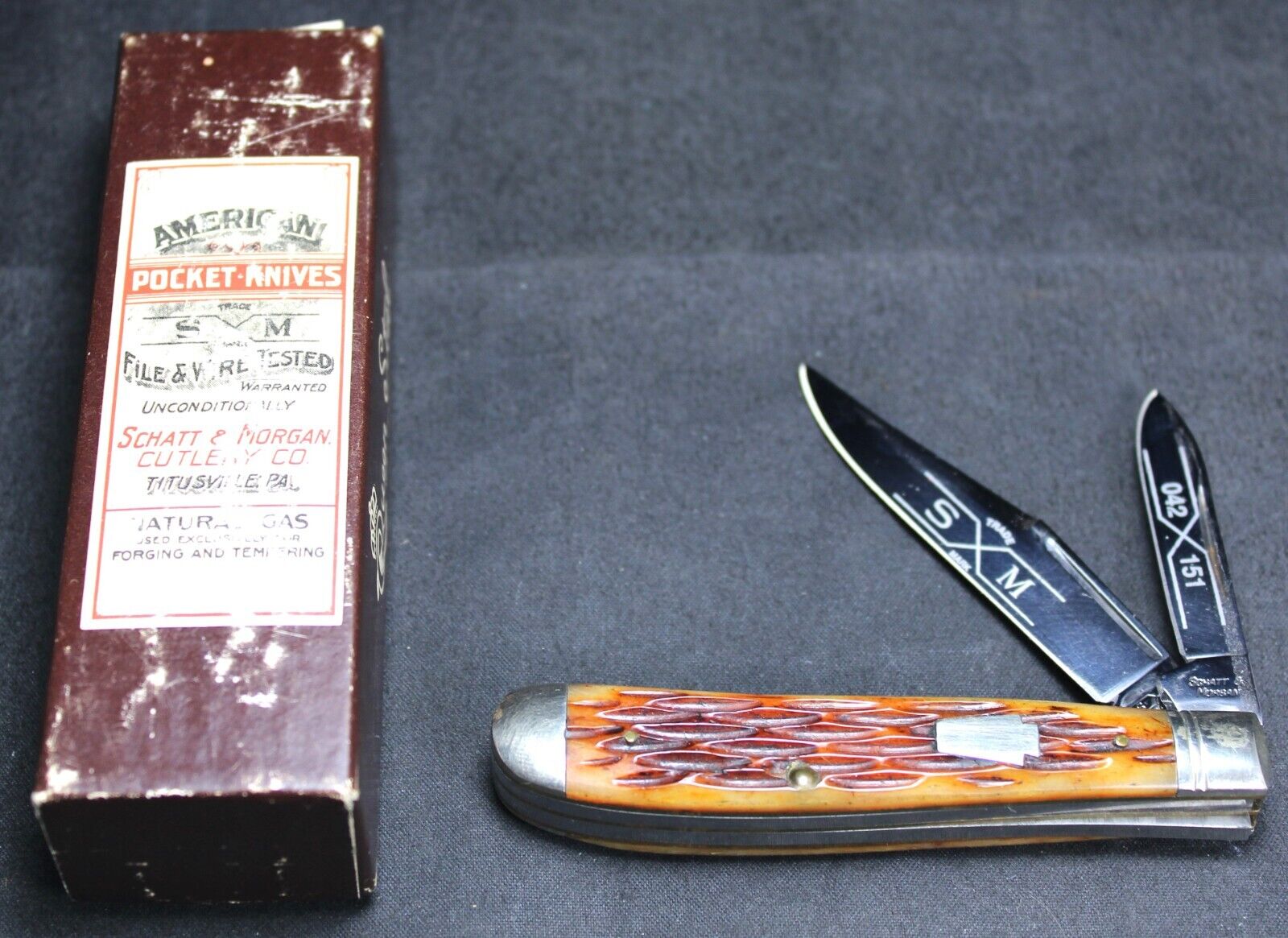 Schatt & Morgan Queen Steel 2-Blade Folding Pocket Knife #042151 w/ Box - NICE