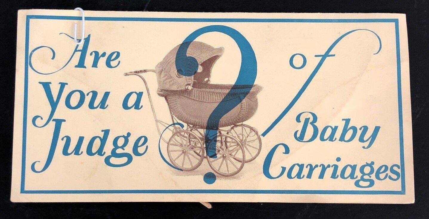 VTG Chicago Baby Carriage Co Reed Sample Card Kroll Bros. Kabs Kribs Stroller