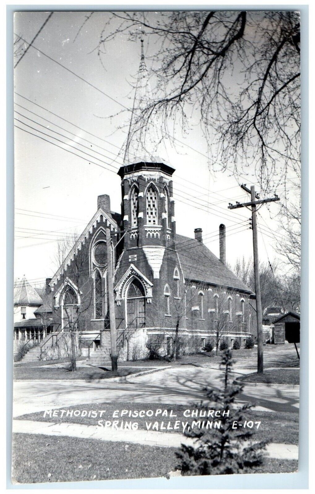 1950 Methodist Episcopal Church Spring Valley Minnesota MN RPPC Photo Postcard