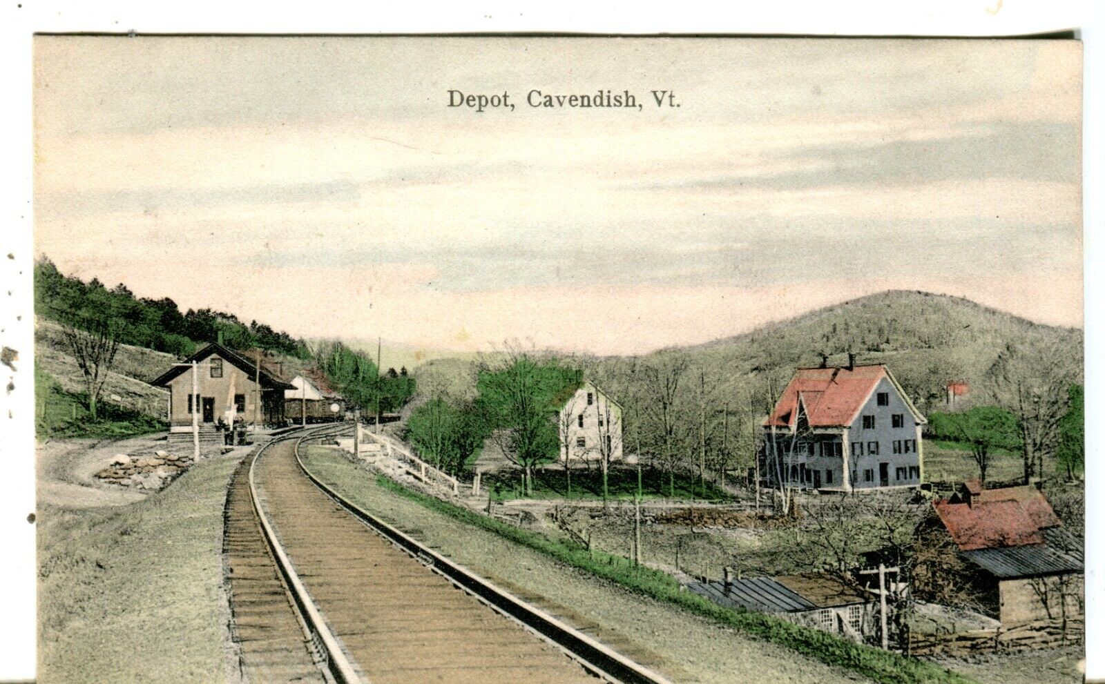 USA Cavendish VT - Railway Railroad Depot old postcard