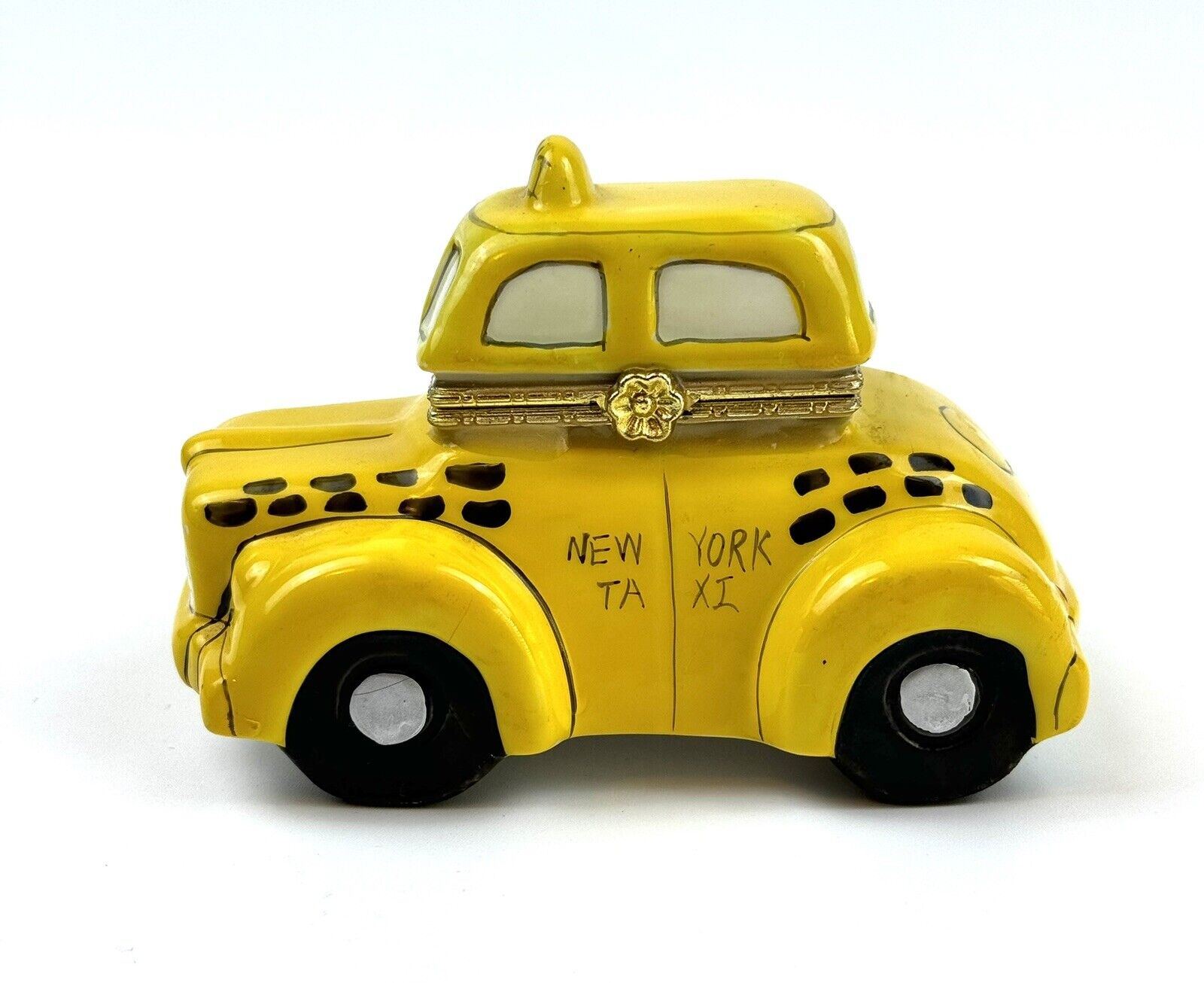 Porcelain Hinged Trinket Box New York City Yellow Taxi