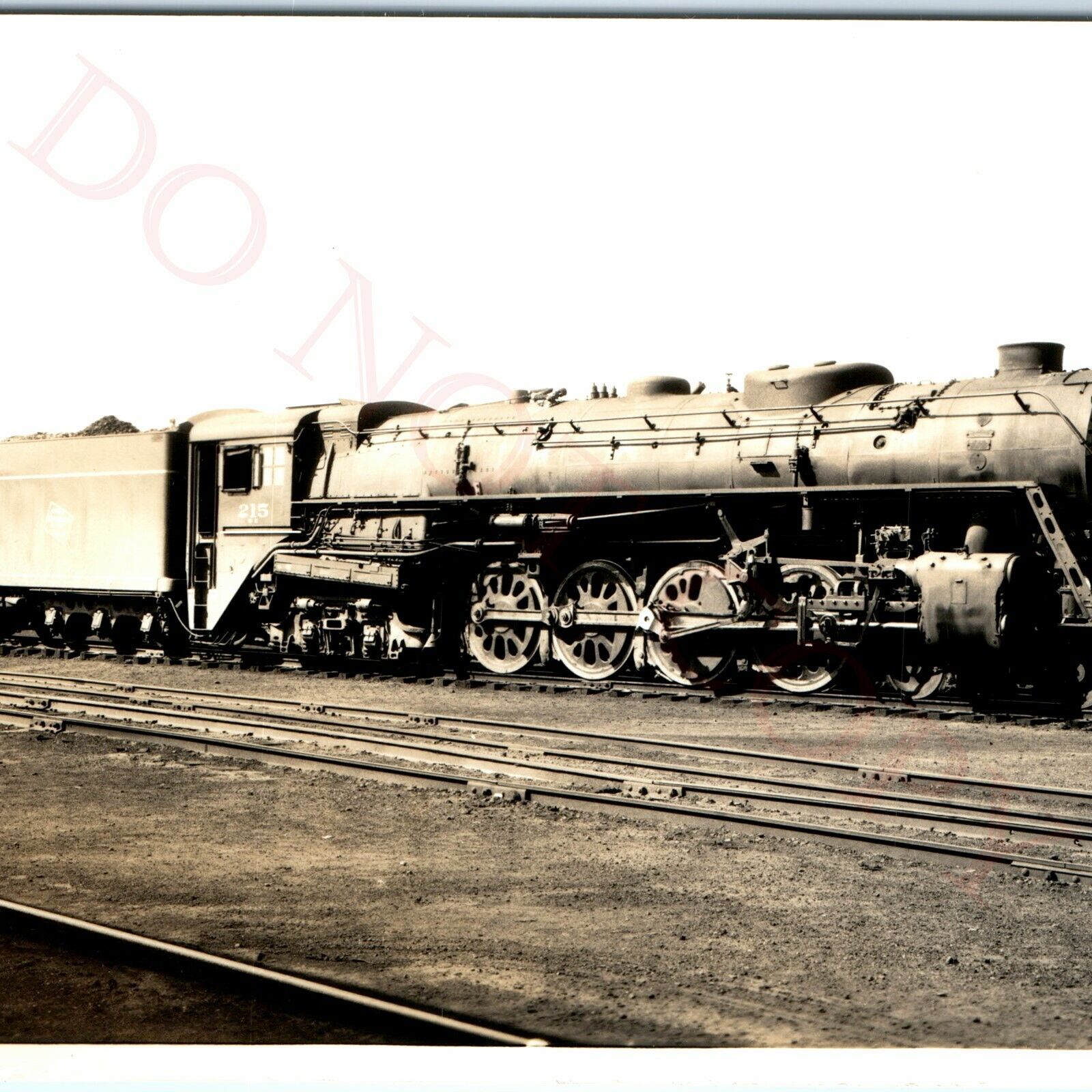 1937 Bensenville, ILL Milwaukee Road 215 Locomotive RPPC Photo CMStP Railway A49