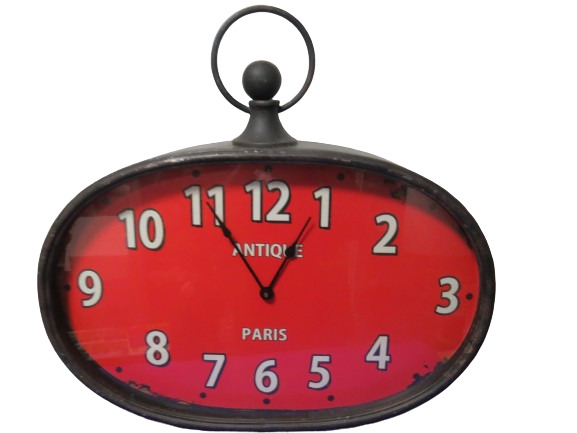 Antique Paris Vtg All Metal Tempered Glass Face Wall Clock 25\