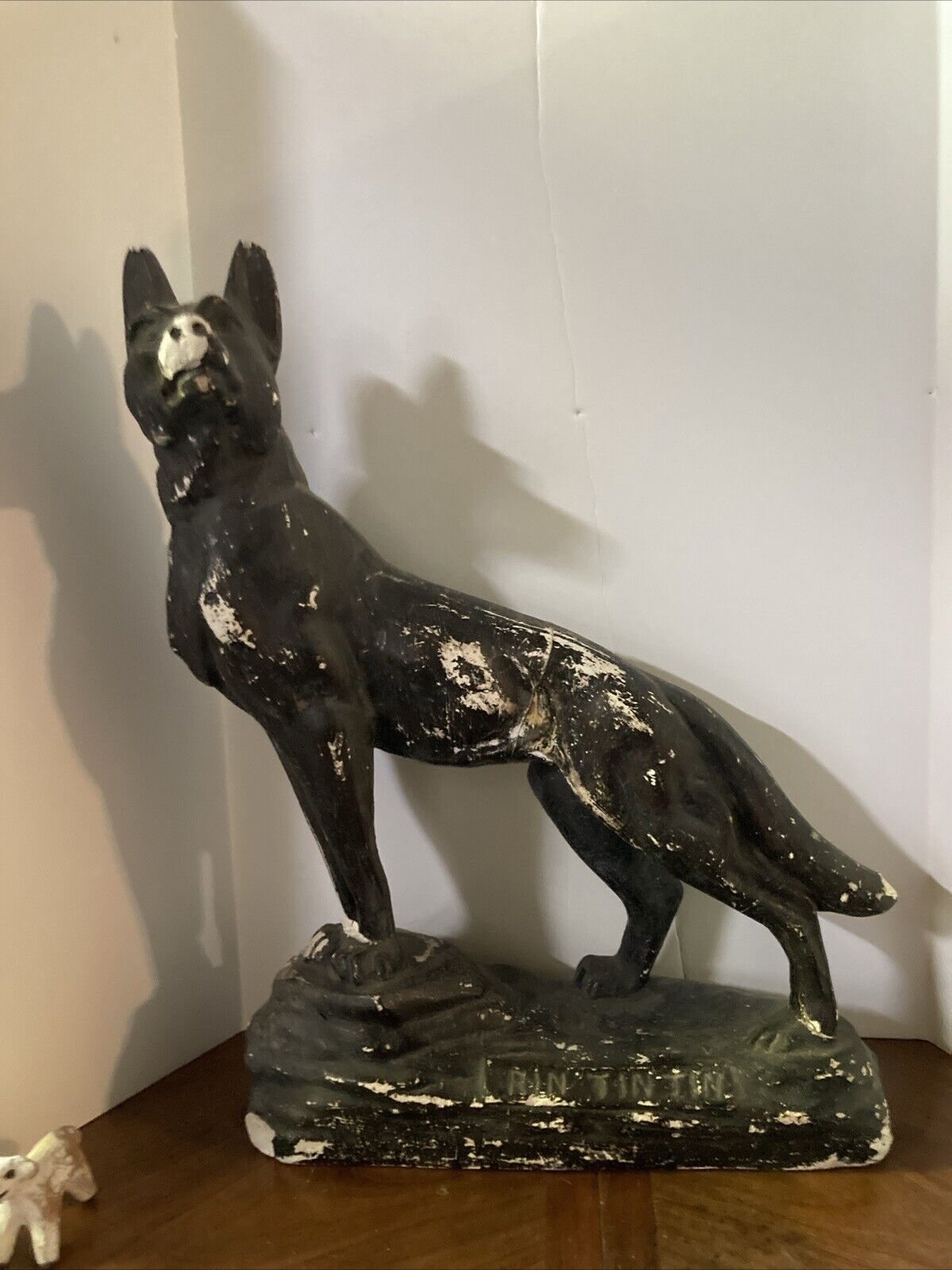 Antique 1930\'s Rin Tin Tin Large Original Chalkware Statue Figure Dog 