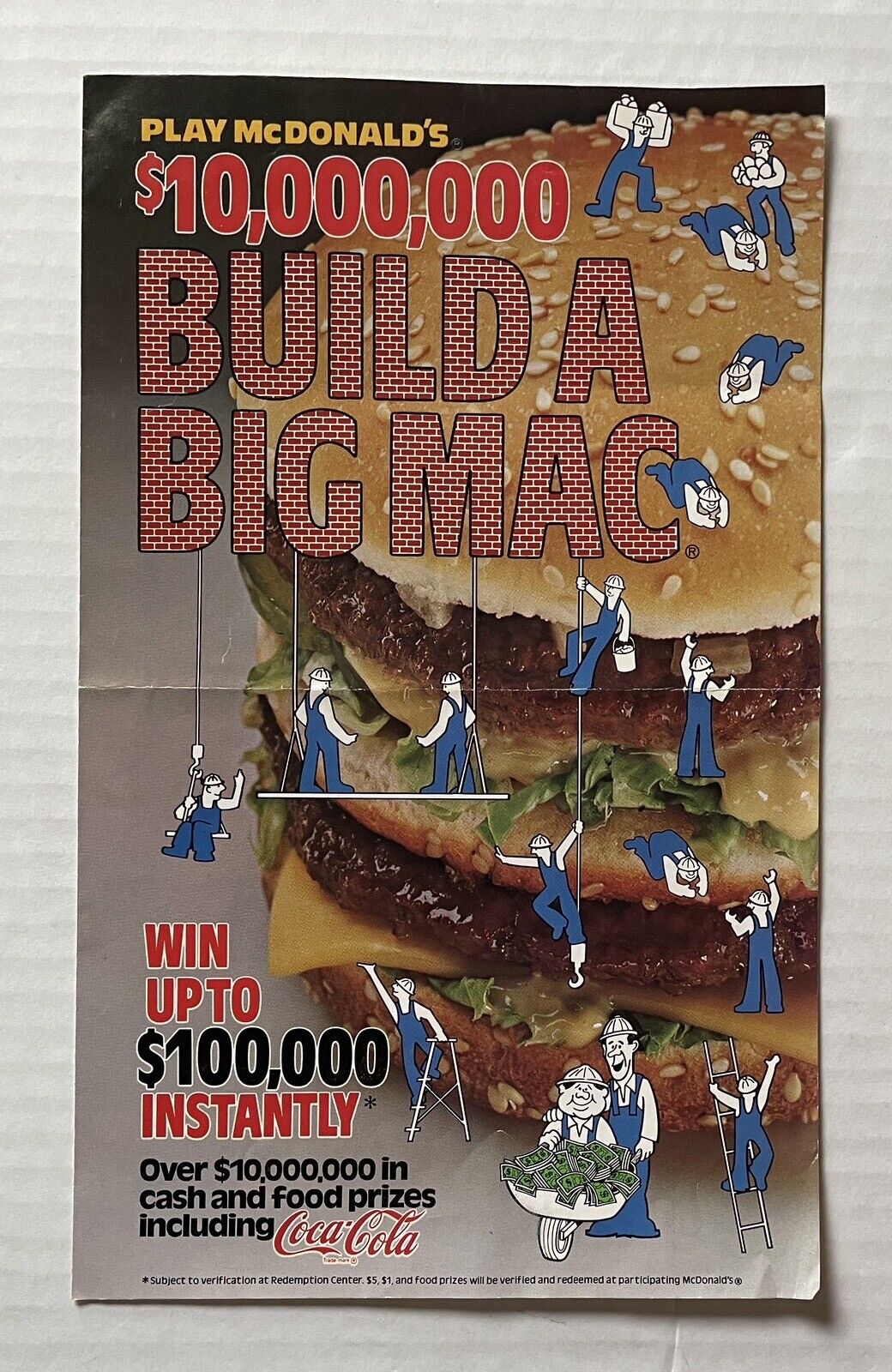 Vintage 1981 McDonald\'s Play $10,000,000 Build A Big Mac Paper Game Board